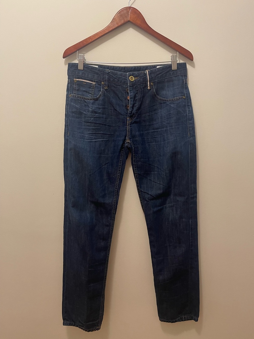 Jack and Jones Men's Dark Blue Comfort Slim Cropped Jeans